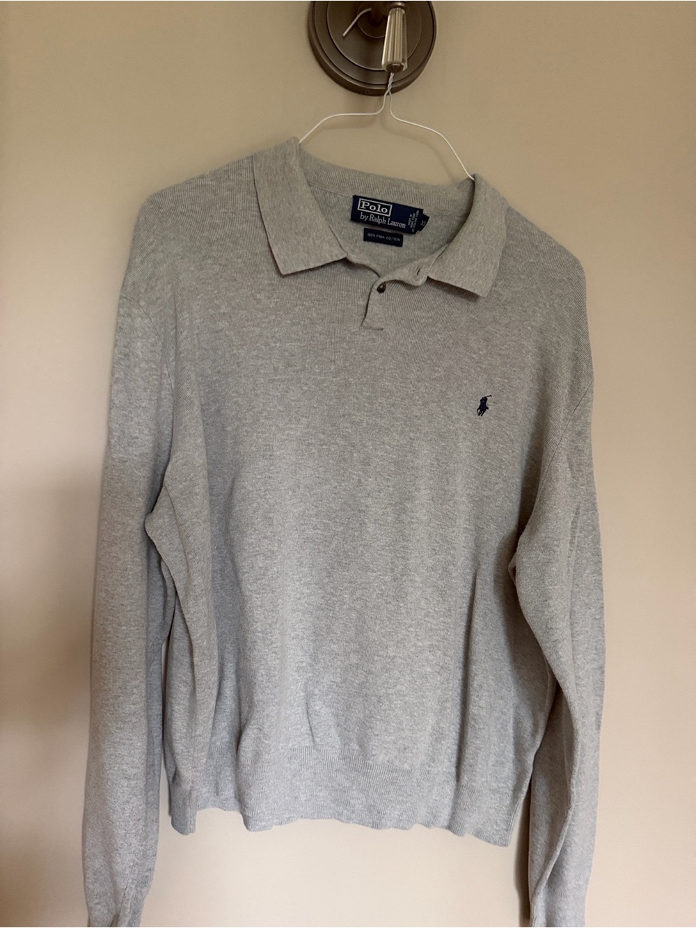 Polo by Ralph Lauren Light Gray Long Sleeve Polo Shirt
